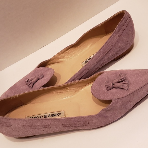 Manolo Blahnik Shoes - Manolo Blahnik suede lavender flats sz 37